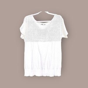 Old Navy 100% Cotton Short Sleeve Knit Top in Cream, Size Medium